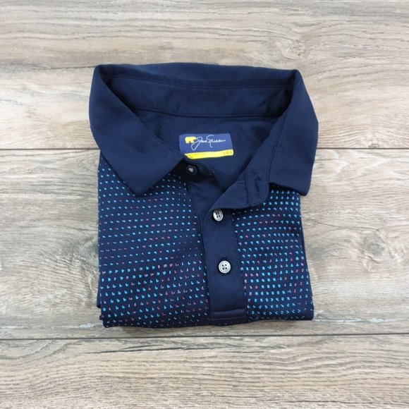 Jack Nicklaus Golf Large Short Sleeve Shirt Men Sport Casual Polyester Blue Soft - Picture 11 of 11